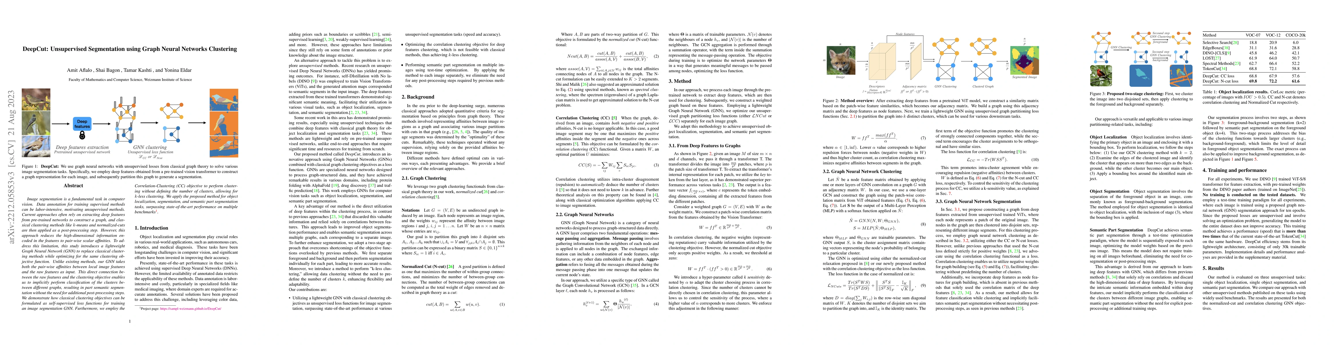 Thumbnail for DeepCut: Unsupervised Segmentation using Graph Neural Networks
  Clustering