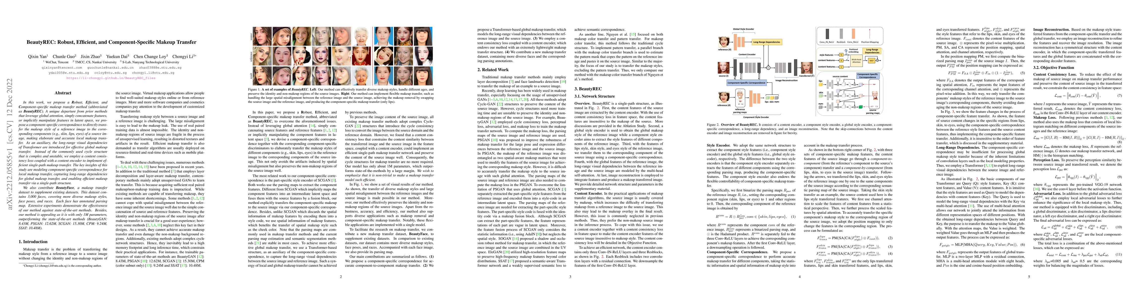 Thumbnail for BeautyREC: Robust, Efficient, and Content-preserving Makeup Transfer
