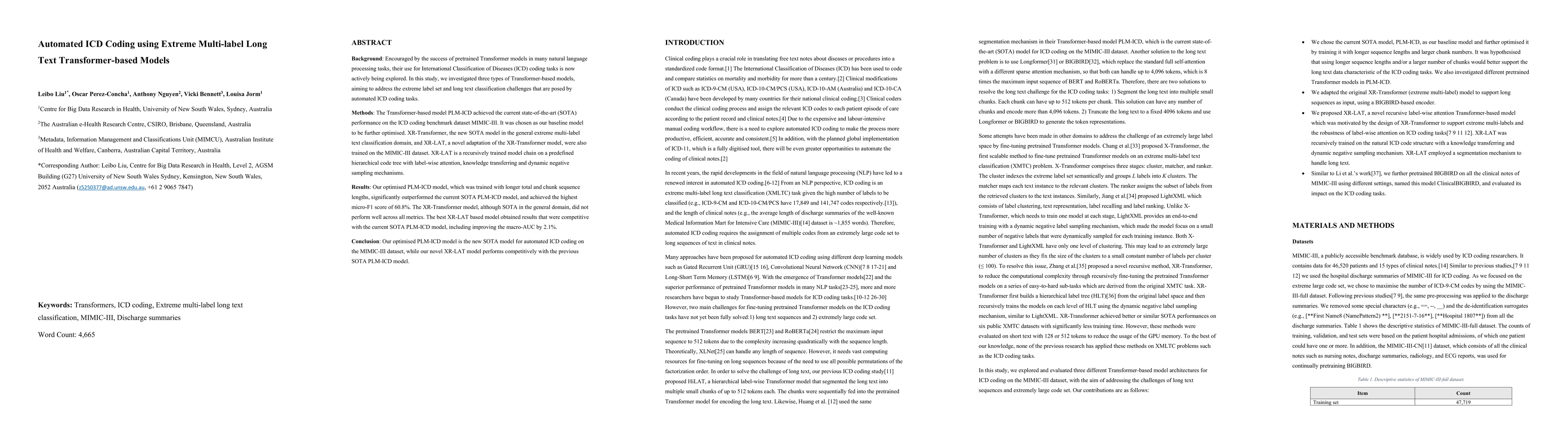 Thumbnail for Automated ICD Coding using Extreme Multi-label Long Text
  Transformer-based Models