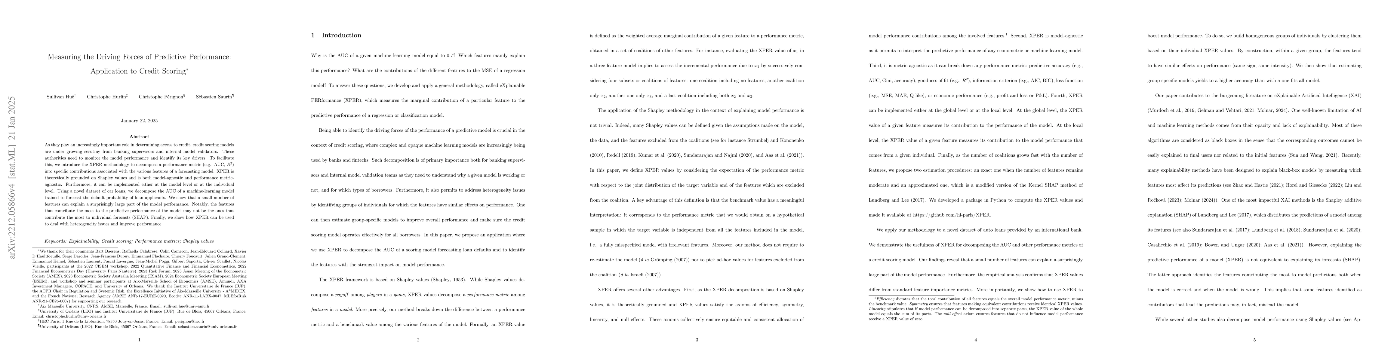 Thumbnail for Measuring the Driving Forces of Predictive Performance: Application to
  Credit Scoring