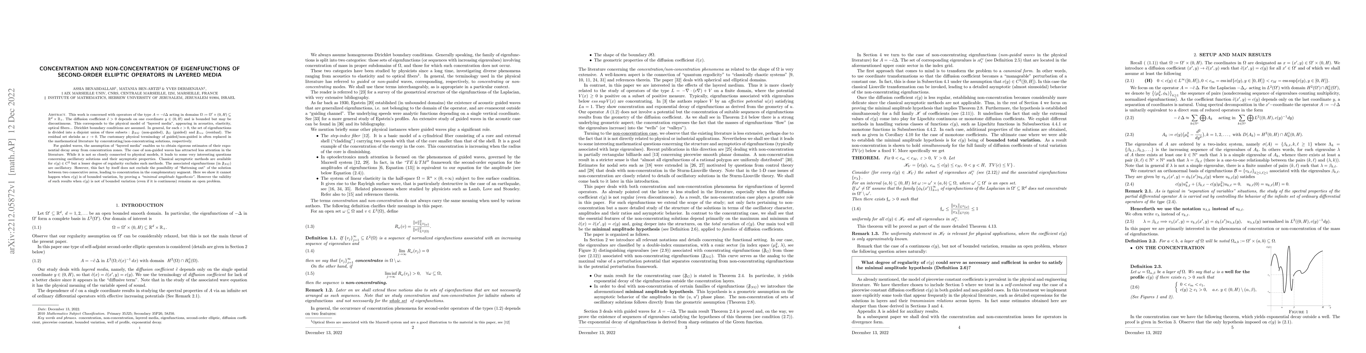 Thumbnail for Concentration and non-concentration of eigenfunctions of second-order
  elliptic operators in layered media