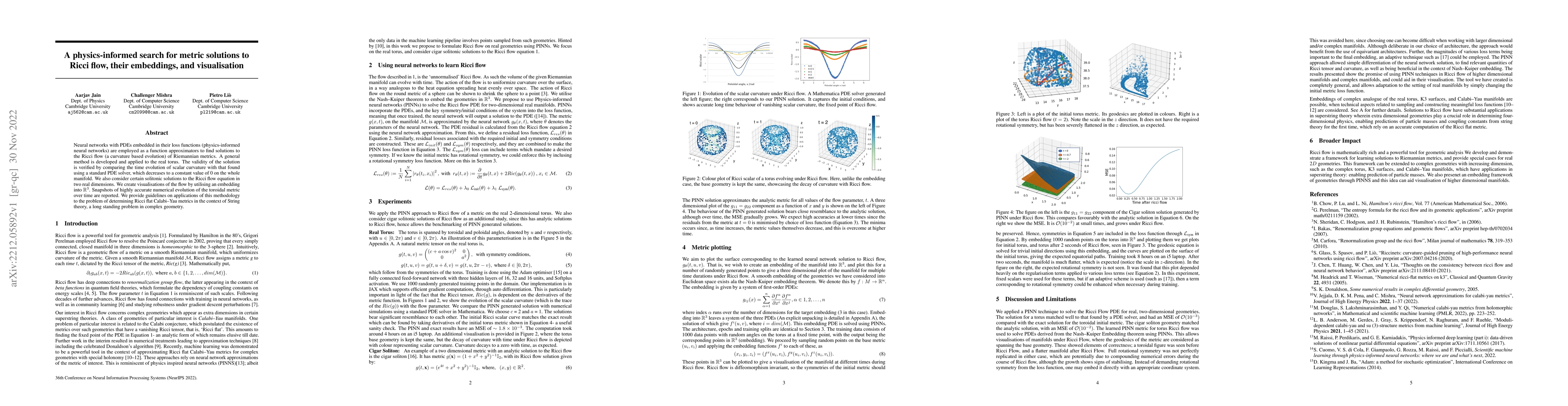 Thumbnail for A physics-informed search for metric solutions to Ricci flow, their
  embeddings, and visualisation