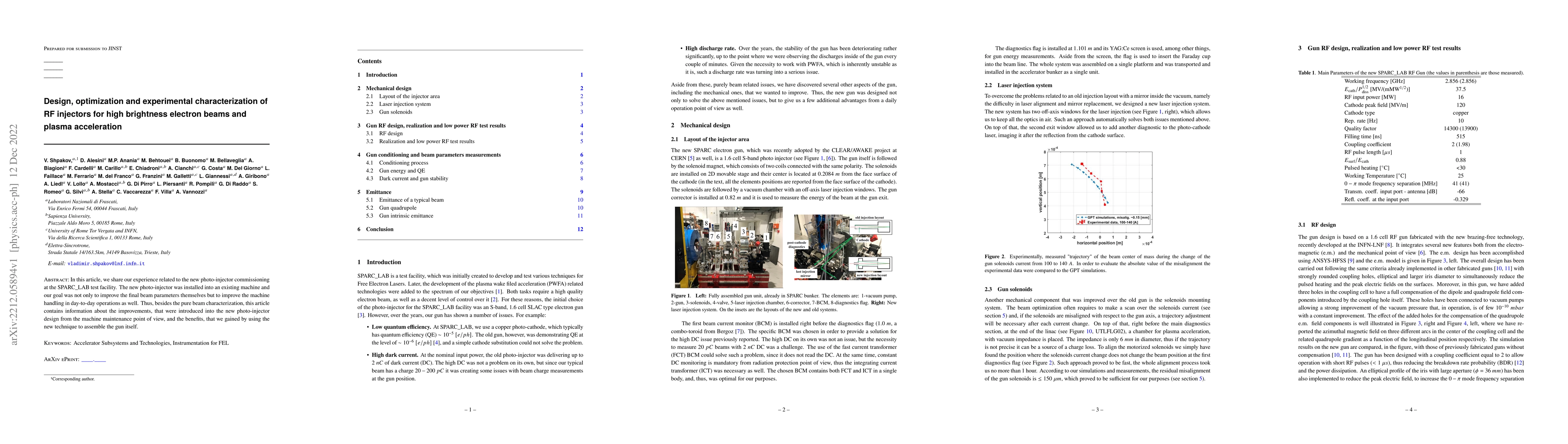 Thumbnail for Design, optimization and experimental characterization of RF injectors
  for high brightness electron beams and plasma acceleration