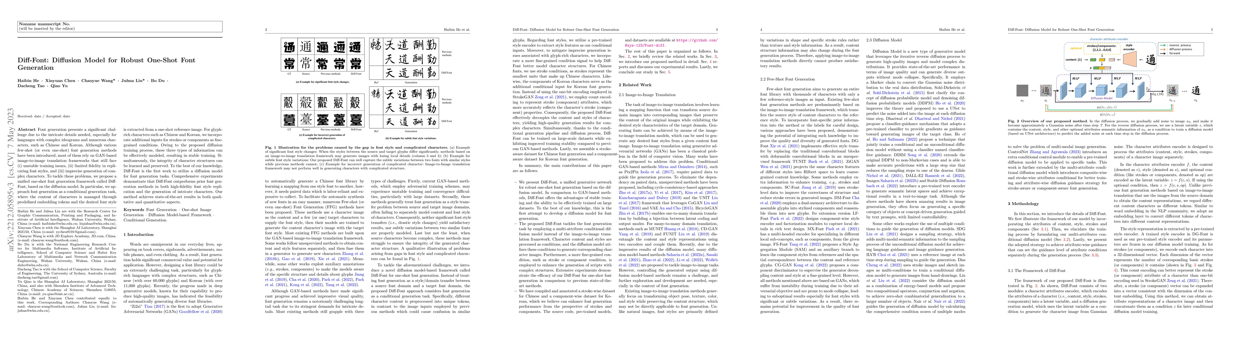 Thumbnail for Diff-Font: Diffusion Model for Robust One-Shot Font Generation