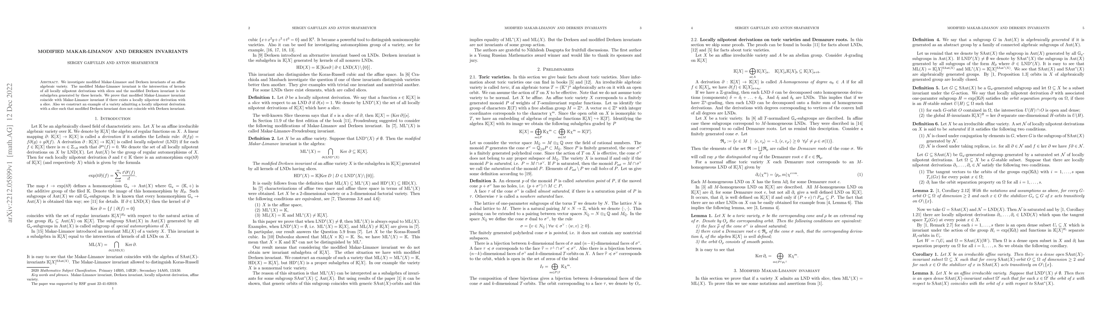 Thumbnail for Modified Makar-Limanov and Derksen invariants