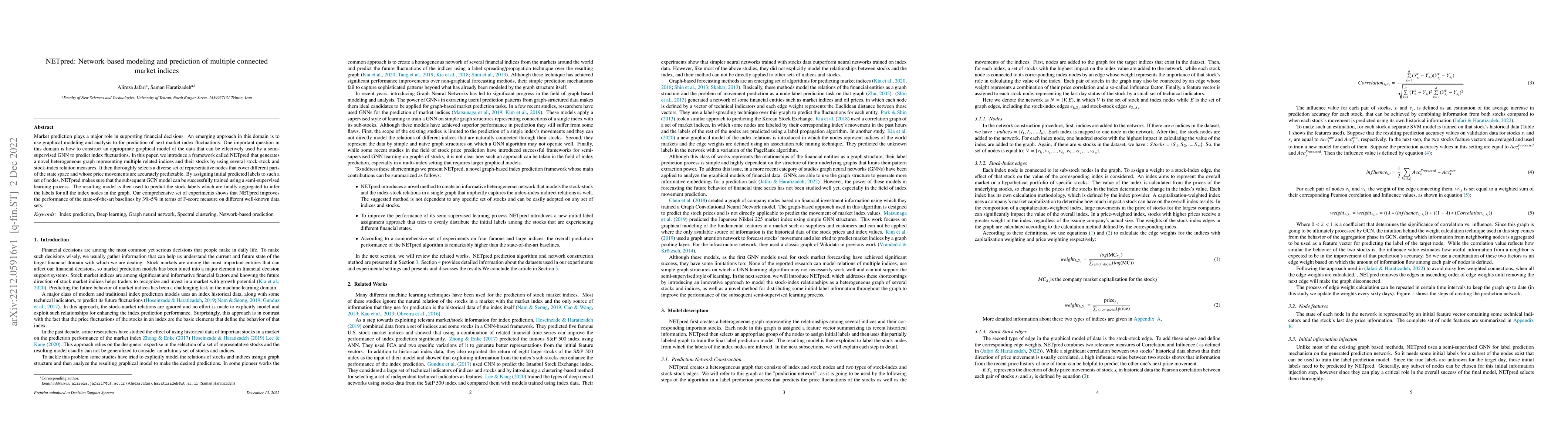 Thumbnail for NETpred: Network-based modeling and prediction of multiple connected
  market indices