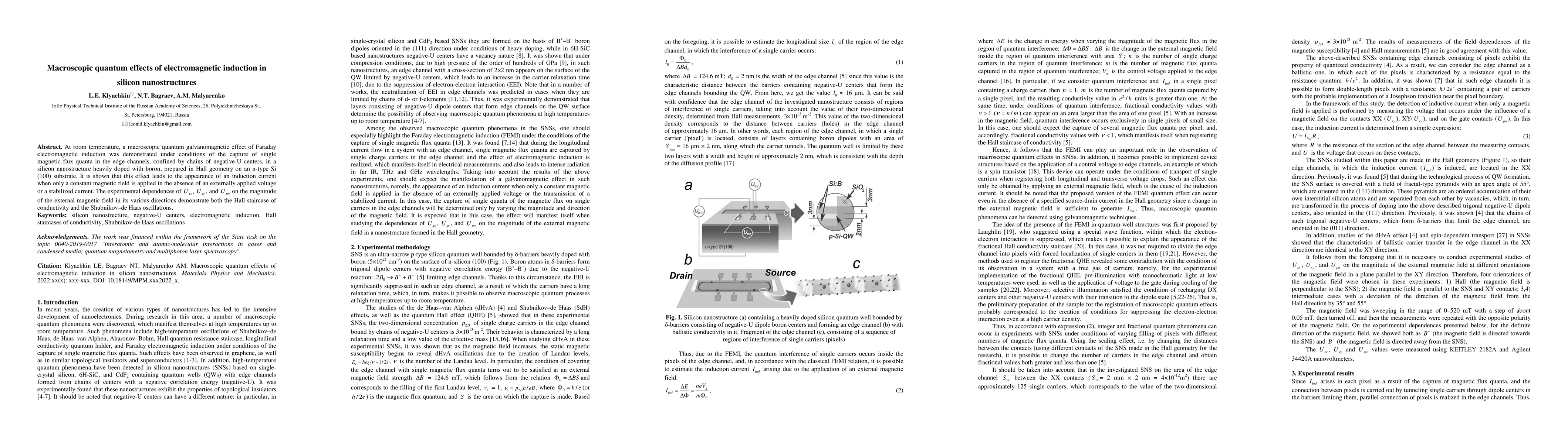 Thumbnail for Macroscopic quantum effects of electromagnetic induction in silicon
  nanostructures