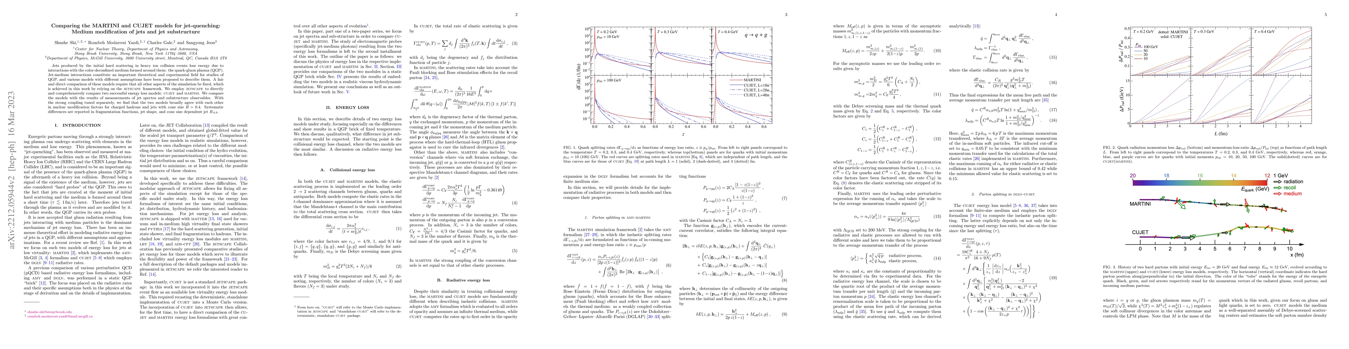 Thumbnail for Comparing the MARTINI and CUJET models for jet-quenching: Medium
  modification of jets and jet substructure
