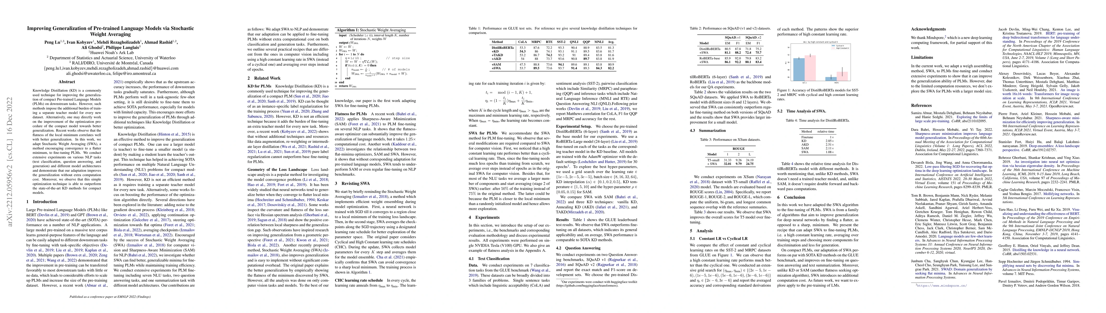 Thumbnail for Improving Generalization of Pre-trained Language Models via Stochastic
  Weight Averaging