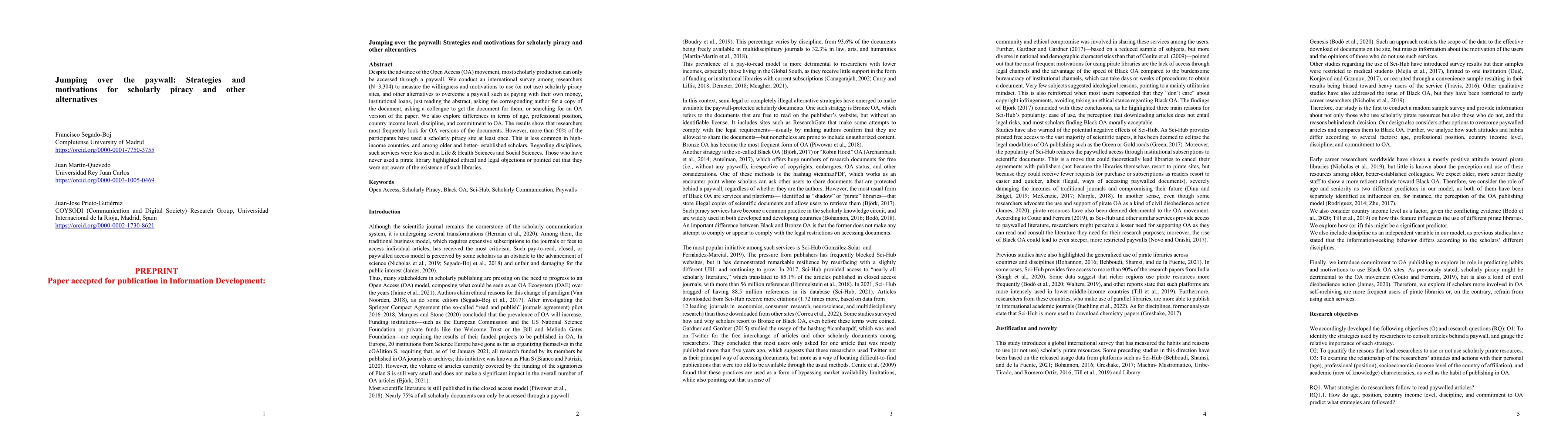 Thumbnail for Jumping over the paywall: Strategies and motivations for scholarly
  piracy and other alternatives