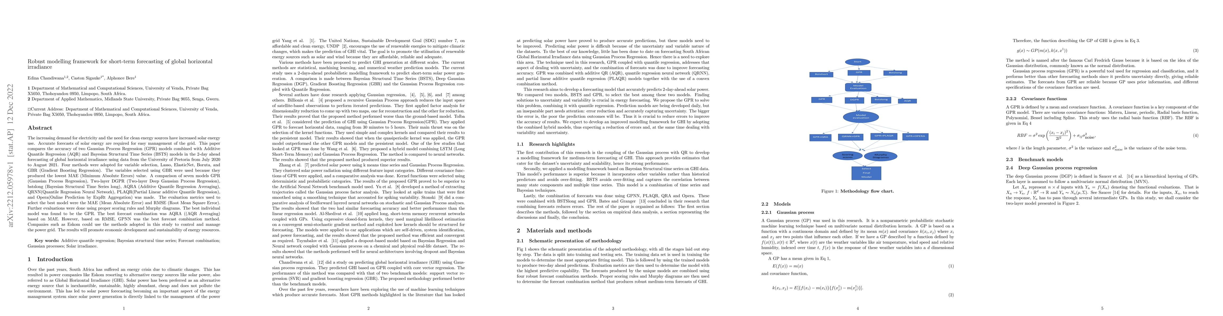 Thumbnail for Robust modelling framework for short-term forecasting of global
  horizontal irradiance