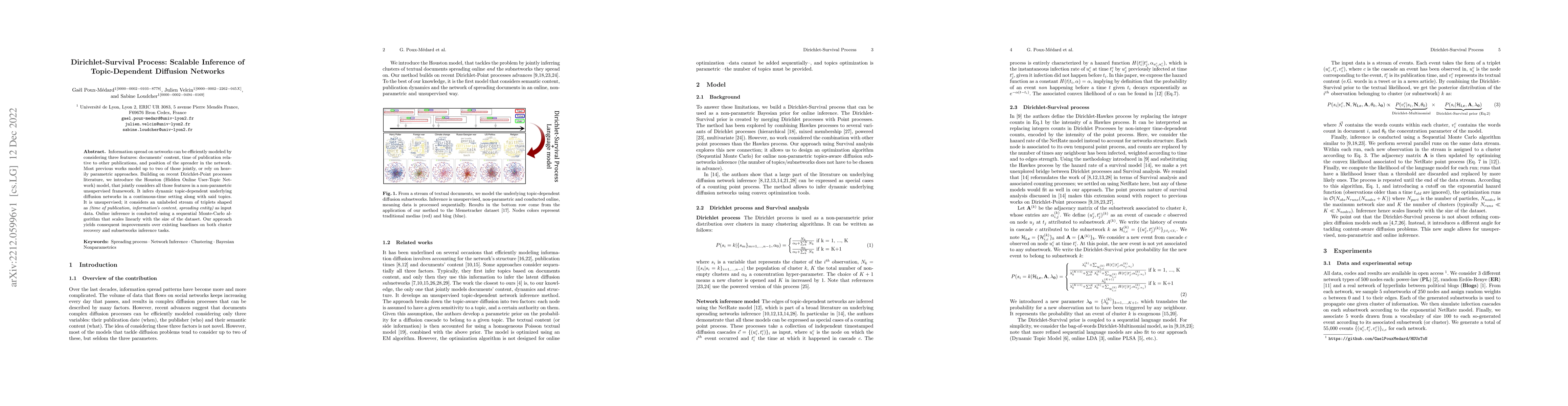 Thumbnail for Dirichlet-Survival Process: Scalable Inference of Topic-Dependent
  Diffusion Networks