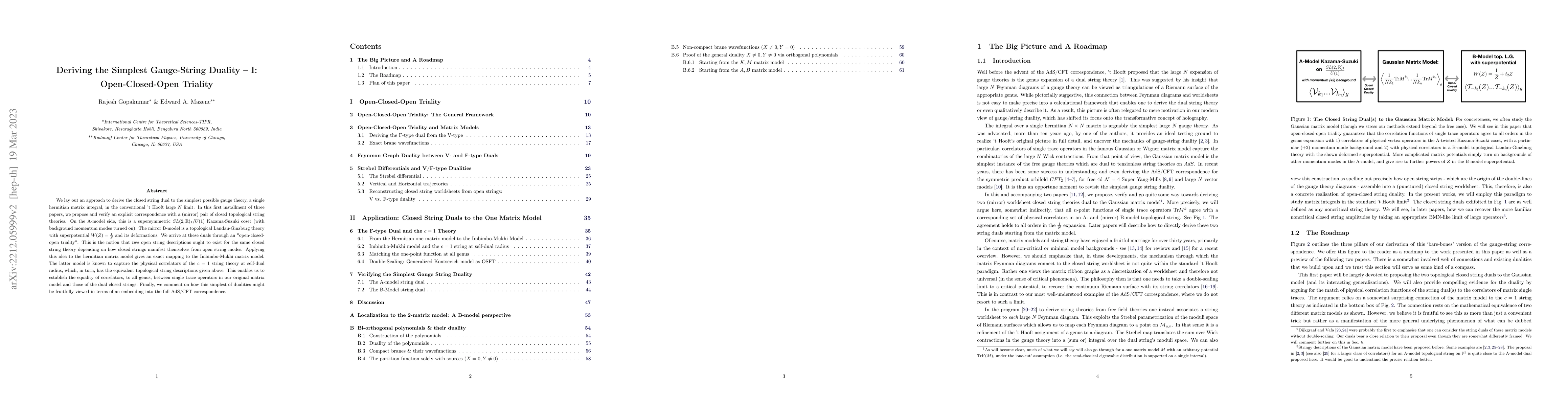 Thumbnail for Deriving the Simplest Gauge-String Duality -- I: Open-Closed-Open
  Triality