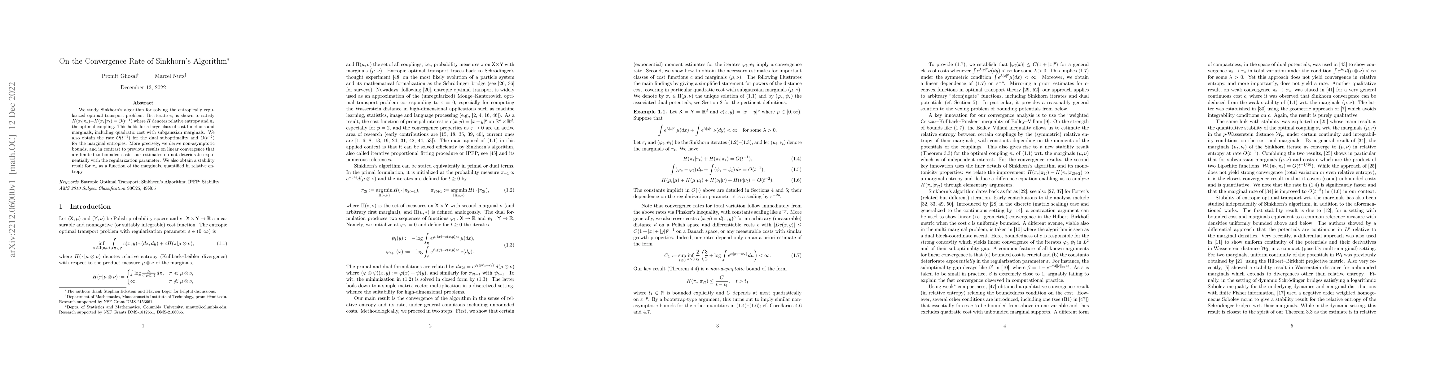 Thumbnail for On the Convergence Rate of Sinkhorn's Algorithm