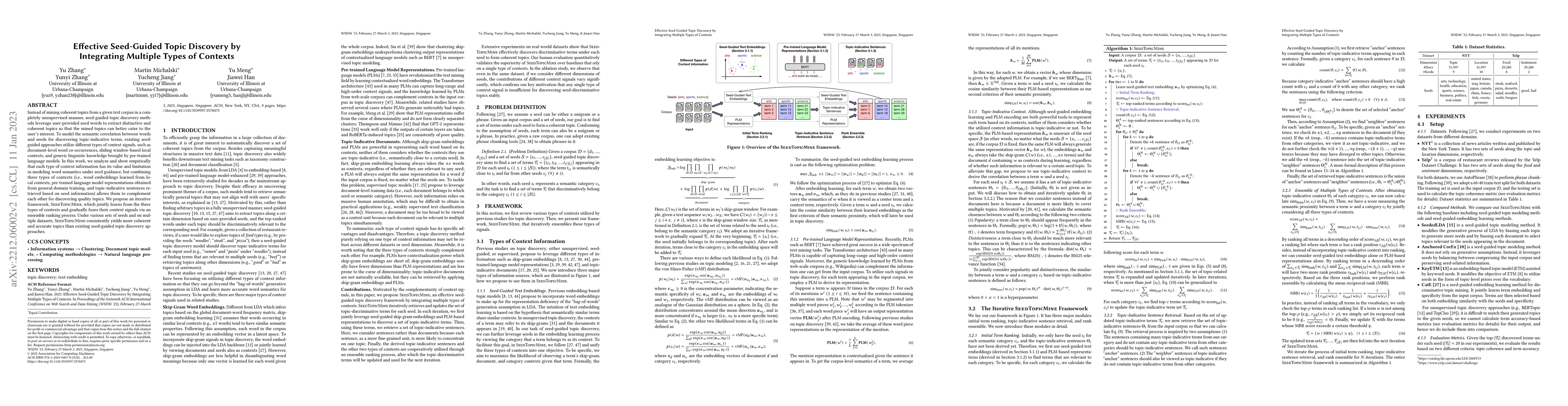 Thumbnail for Effective Seed-Guided Topic Discovery by Integrating Multiple Types of
  Contexts