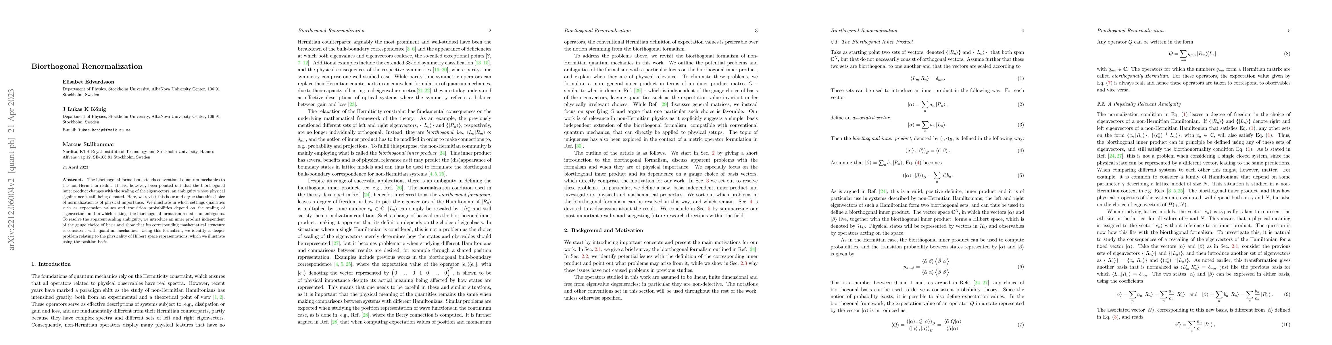 Thumbnail for Biorthogonal Renormalization
