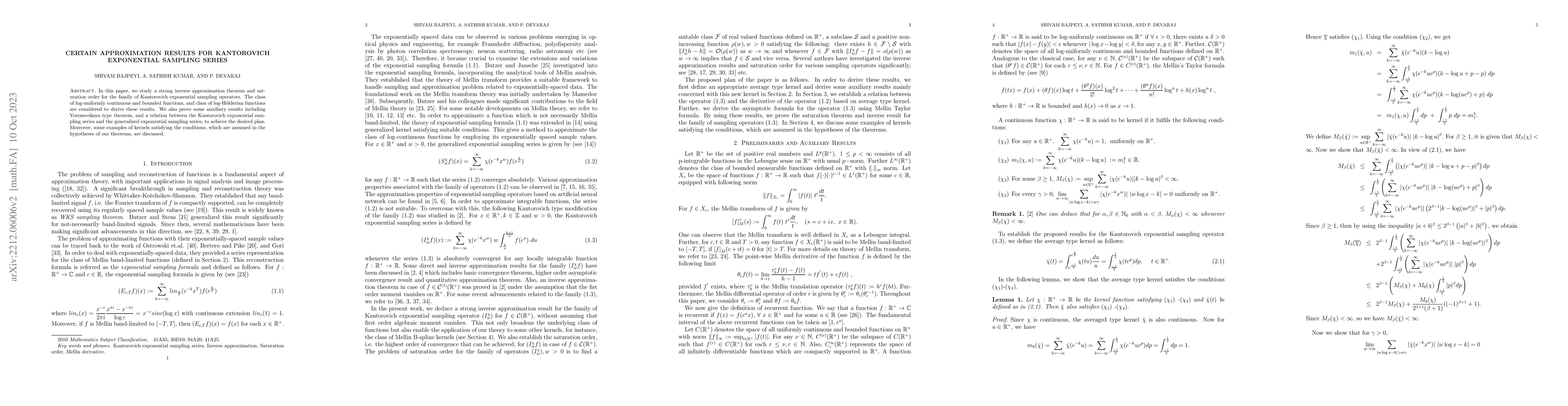 Thumbnail for Certain Approximation Results for Kantorovich Exponential Sampling
  Series