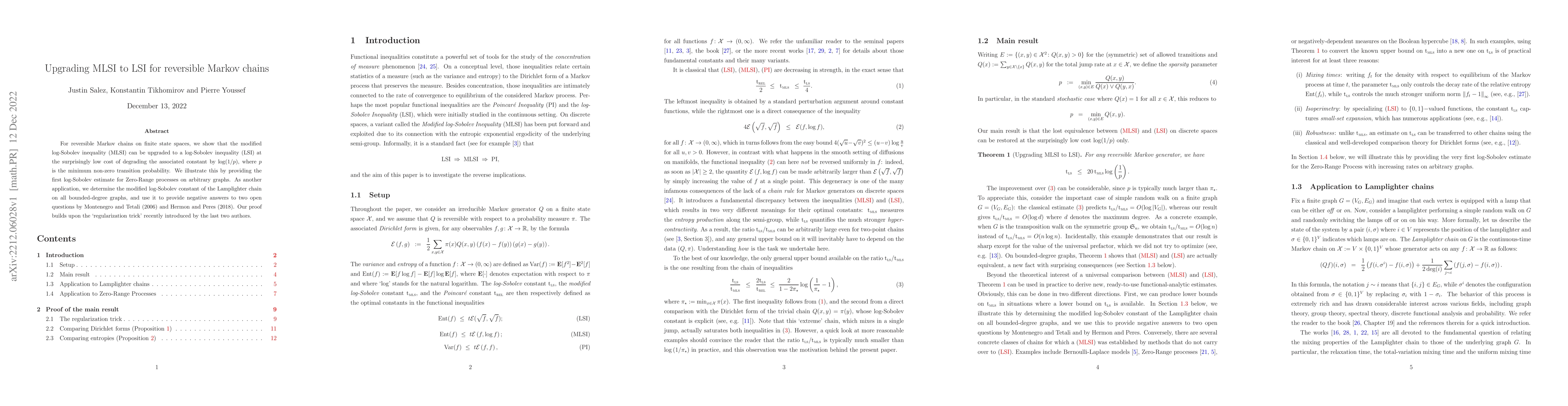 Thumbnail for Upgrading MLSI to LSI for reversible Markov chains