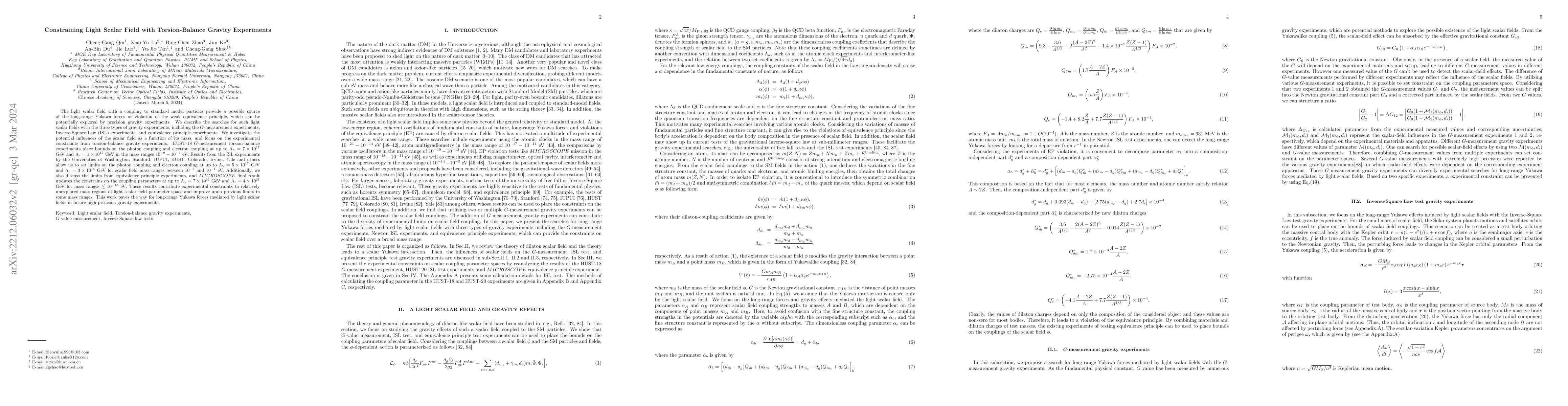 Thumbnail for Constraining Light Scalar Field with Torsion-Balance Gravity Experiments