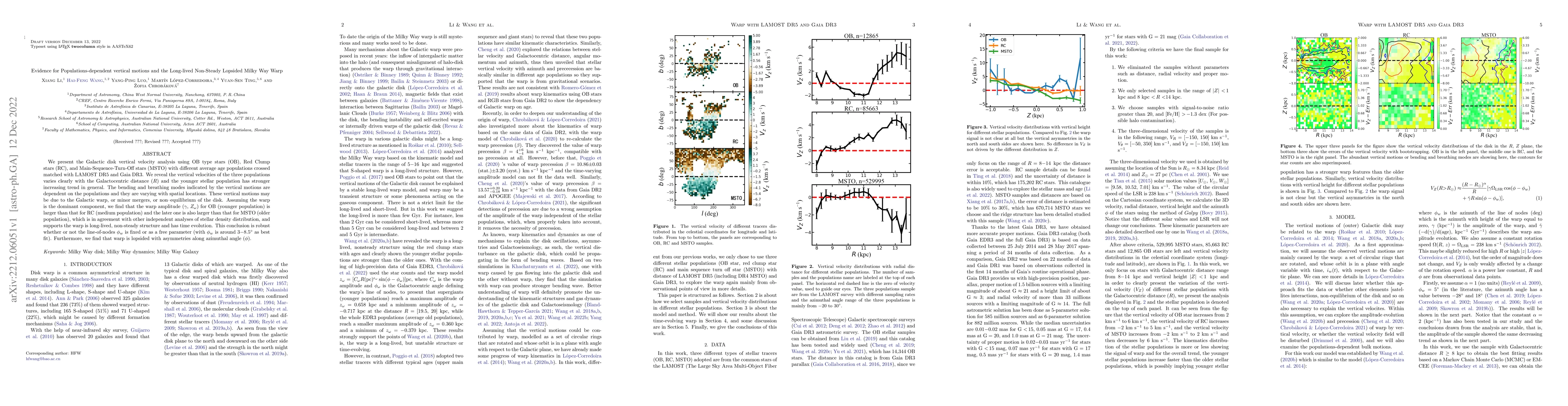 Thumbnail for Evidence for Populations-dependent vertical motions and the Long-lived
  Non-Steady Lopsided Milky Way Warp