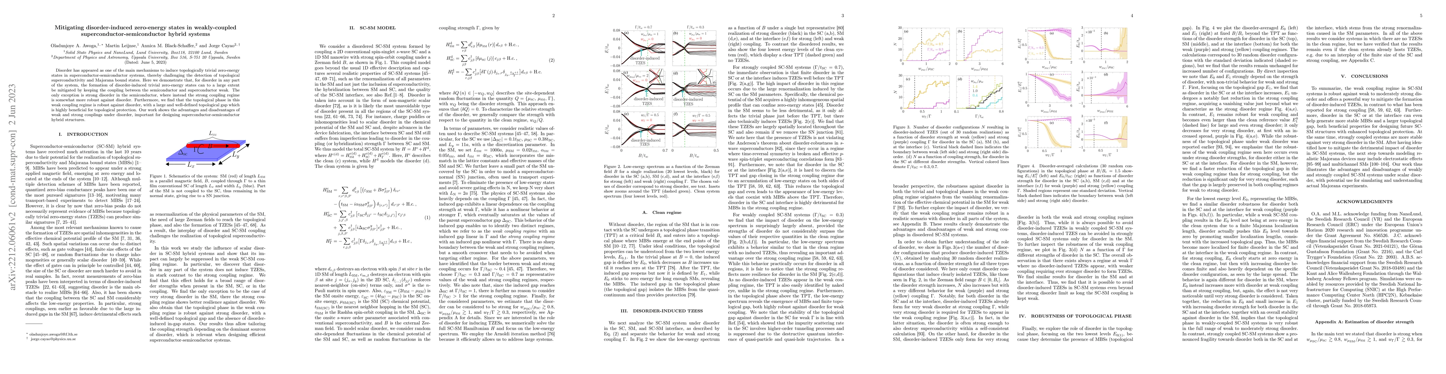 Thumbnail for Mitigating disorder-induced zero-energy states in weakly-coupled
  semiconductor-superconductor hybrid systems