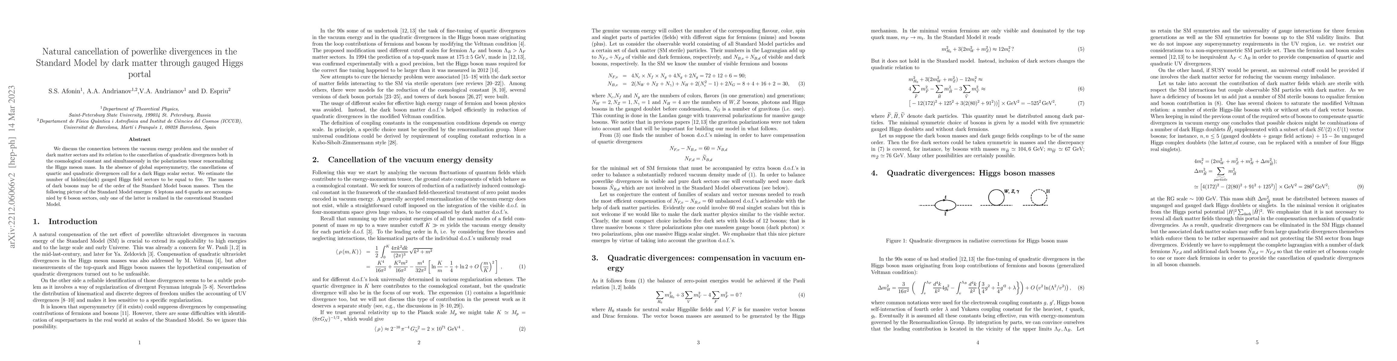 Thumbnail for Natural cancellation of powerlike divergences in the SM by dark matter
  through gauged Higgs portal