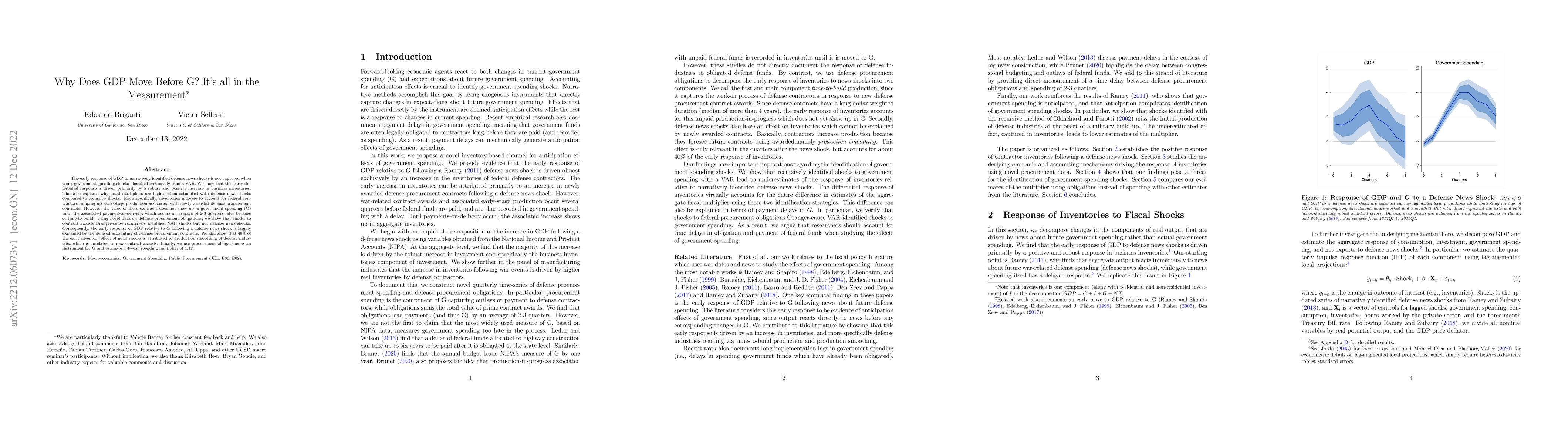 Thumbnail for Why Does GDP Move Before G? It's all in the Measurement