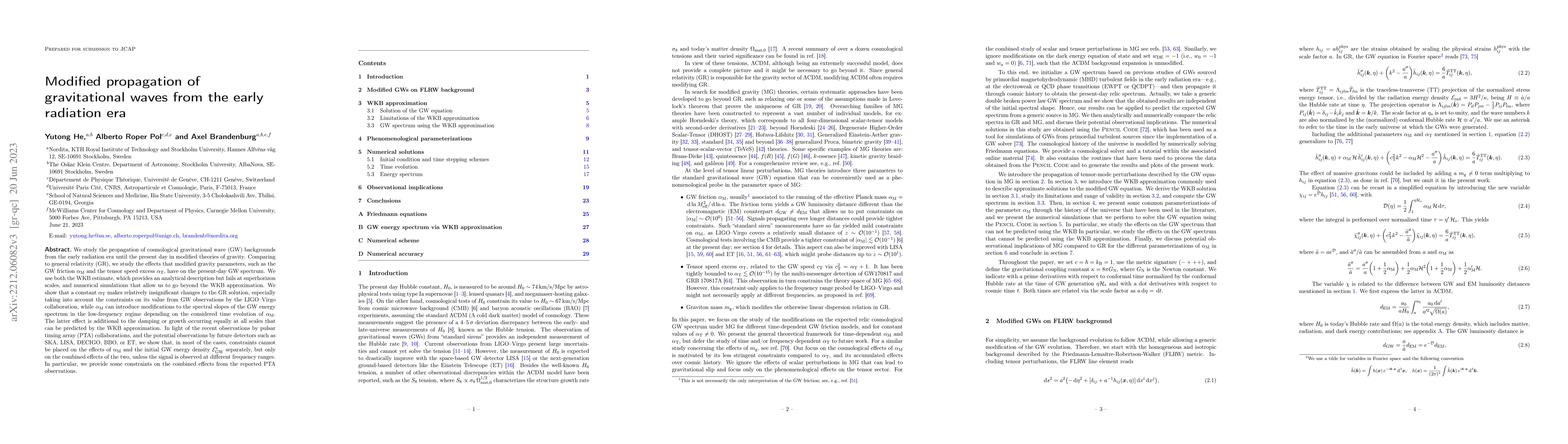 Thumbnail for Modified propagation of gravitational waves from the early radiation era