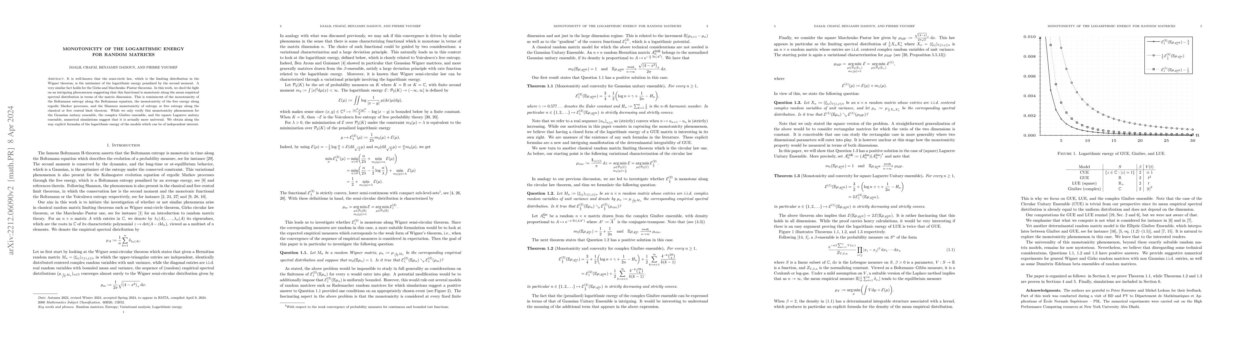 Thumbnail for Monotonicity of the logarithmic energy for random matrices