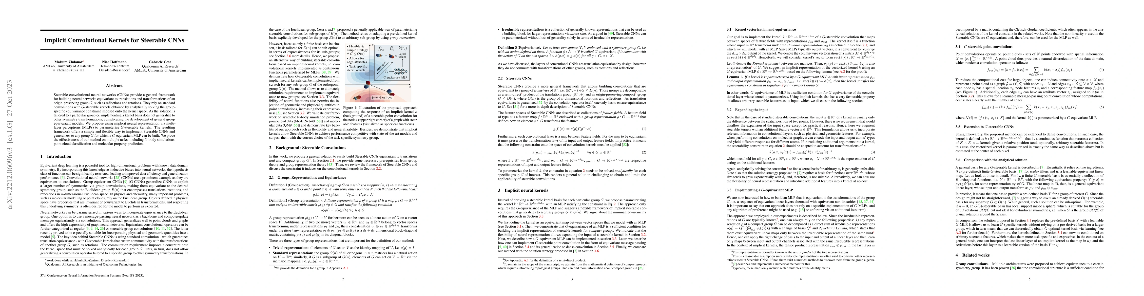 Thumbnail for Implicit Convolutional Kernels for Steerable CNNs