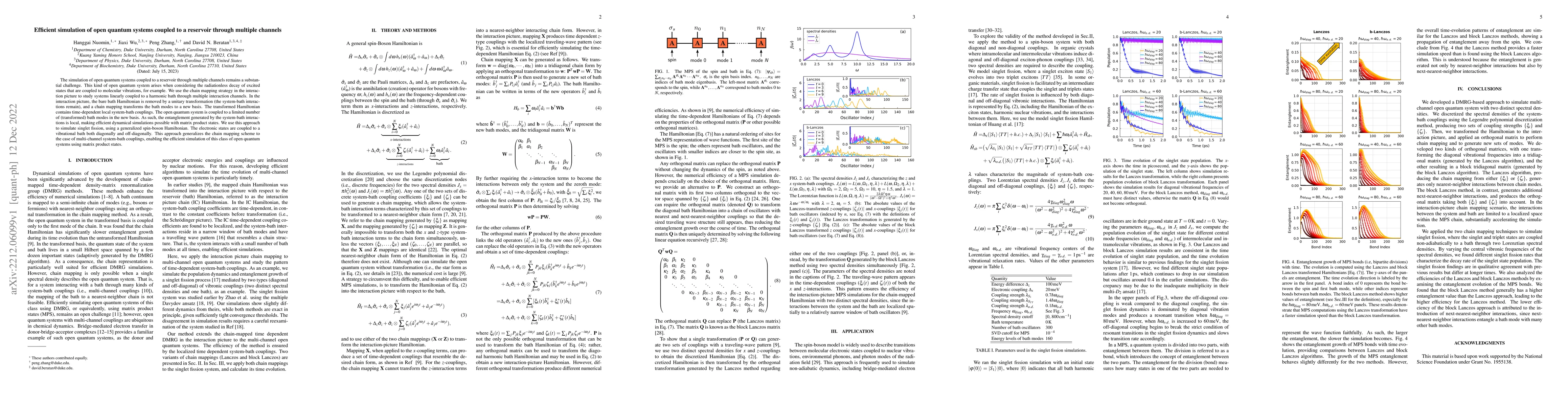 Thumbnail for Efficient simulation of open quantum systems coupled to a reservoir
  through multiple channels