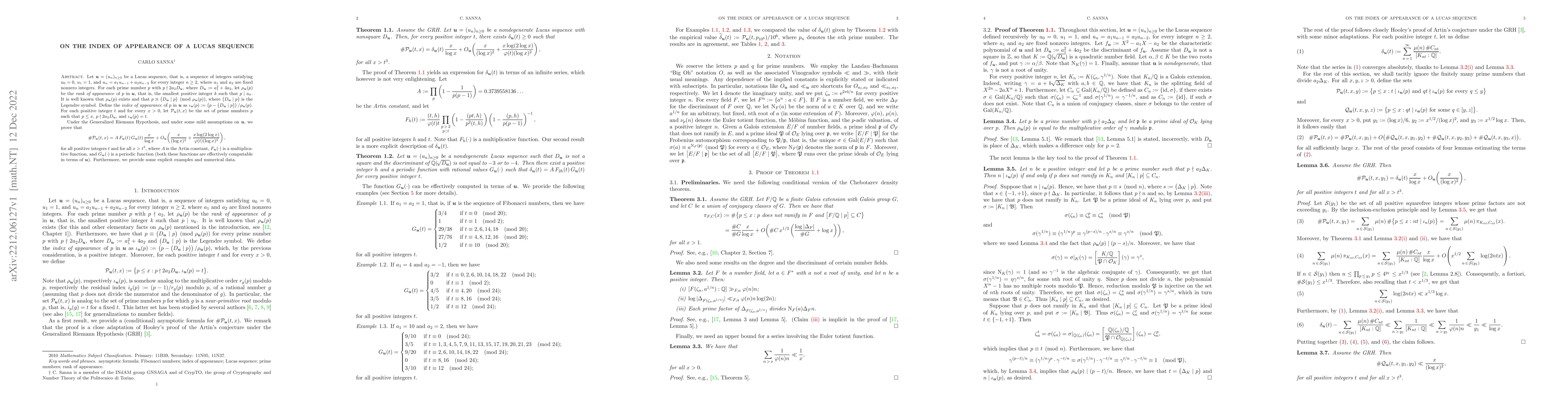 Thumbnail for On the index of appearance of a Lucas sequence