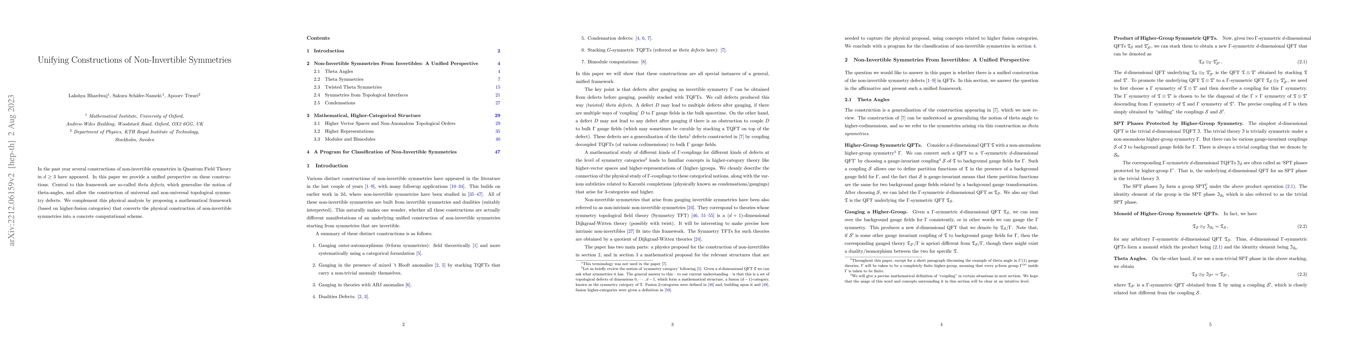 Thumbnail for Unifying Constructions of Non-Invertible Symmetries