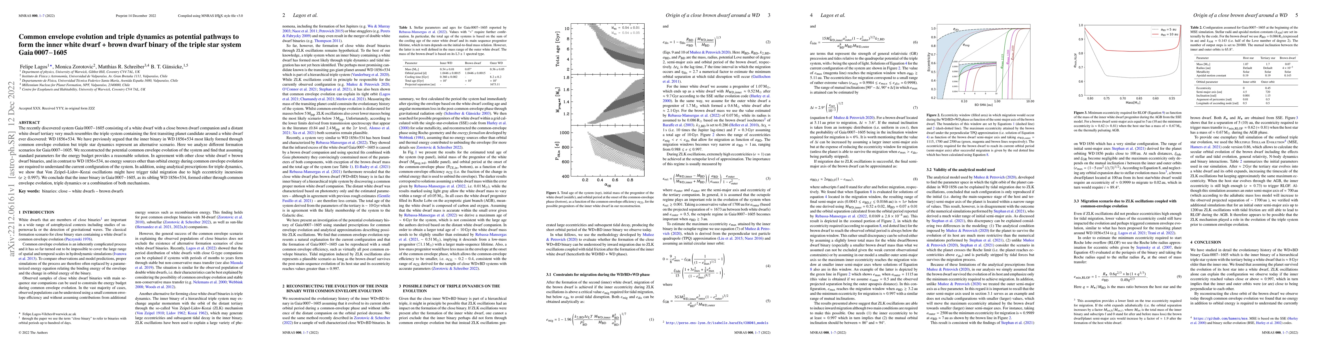 Thumbnail for Common envelope evolution and triple dynamics as potential pathways to
  form the inner white dwarf + brown dwarf binary of the triple star system
  Gaia 0007-1605
