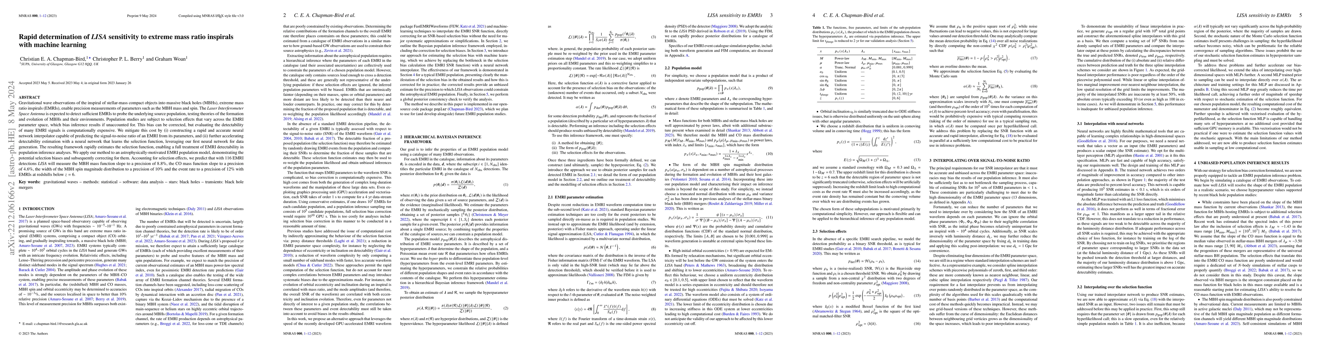 Thumbnail for Rapid determination of LISA sensitivity to extreme mass ratio inspirals
  with machine learning