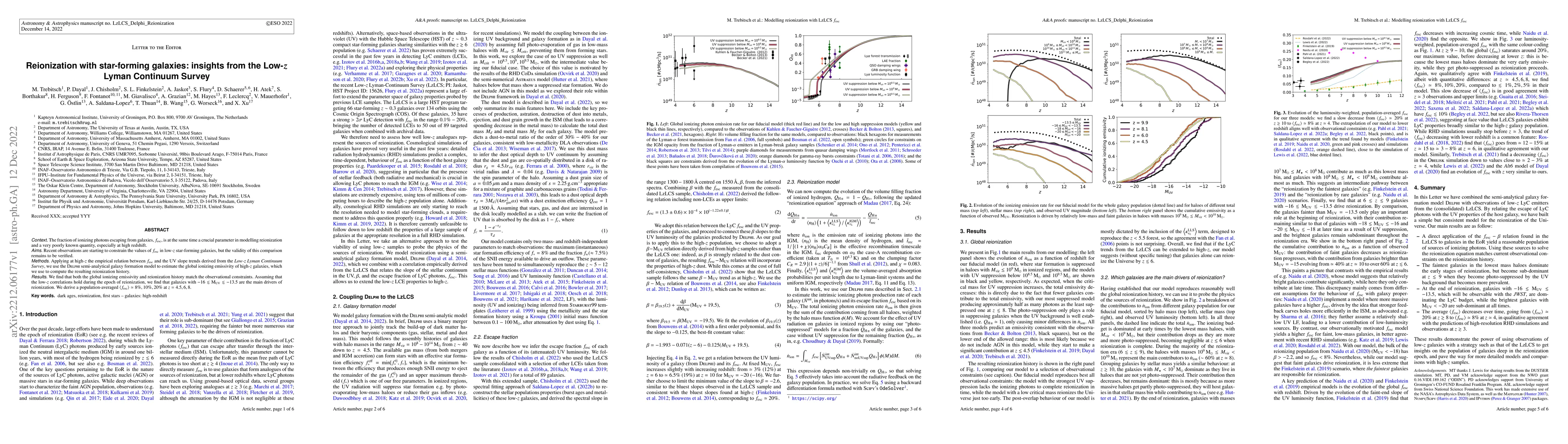 Thumbnail for Reionization with star-forming galaxies: insights from the Low-z Lyman
  Continuum Survey