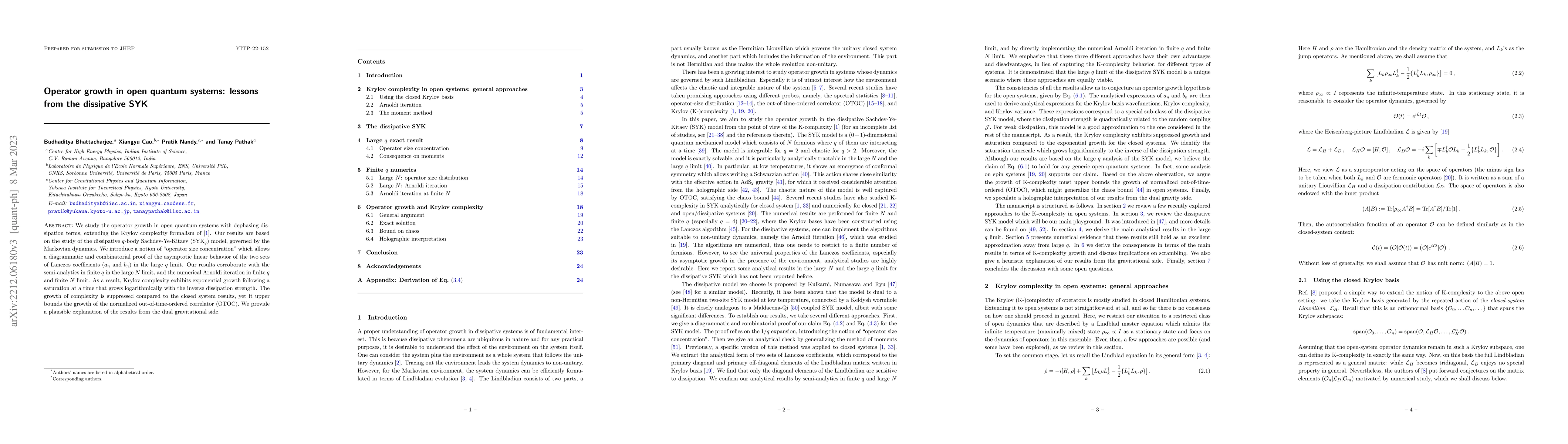 Thumbnail for Operator growth in open quantum systems: lessons from the dissipative
  SYK