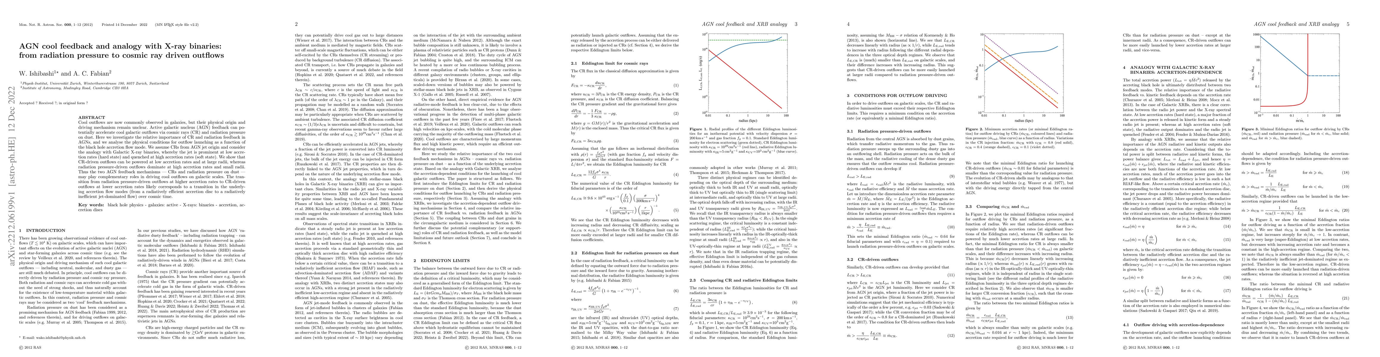 Thumbnail for AGN cool feedback and analogy with X-ray binaries: from radiation
  pressure to cosmic ray driven outflows