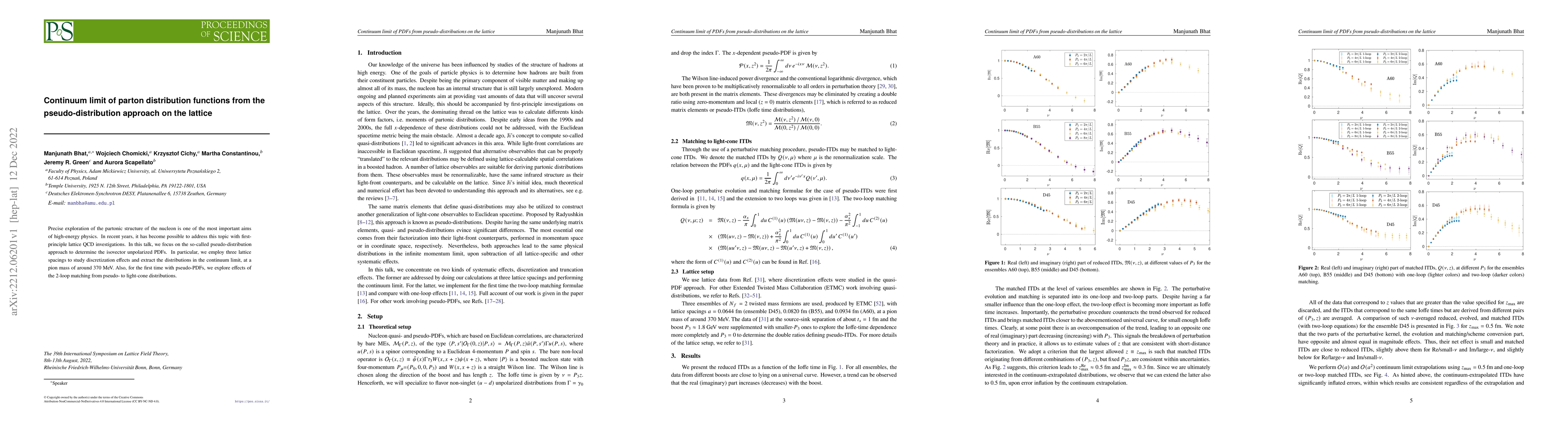 Thumbnail for Continuum limit of parton distribution functions from the
  pseudo-distribution approach on the lattice