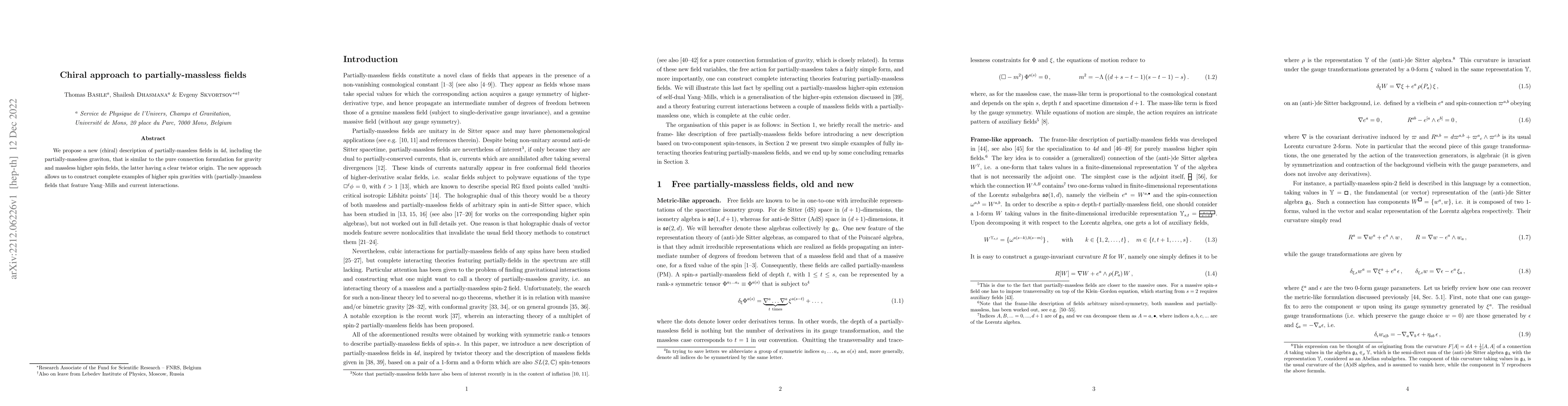 Thumbnail for Chiral approach to partially-massless fields