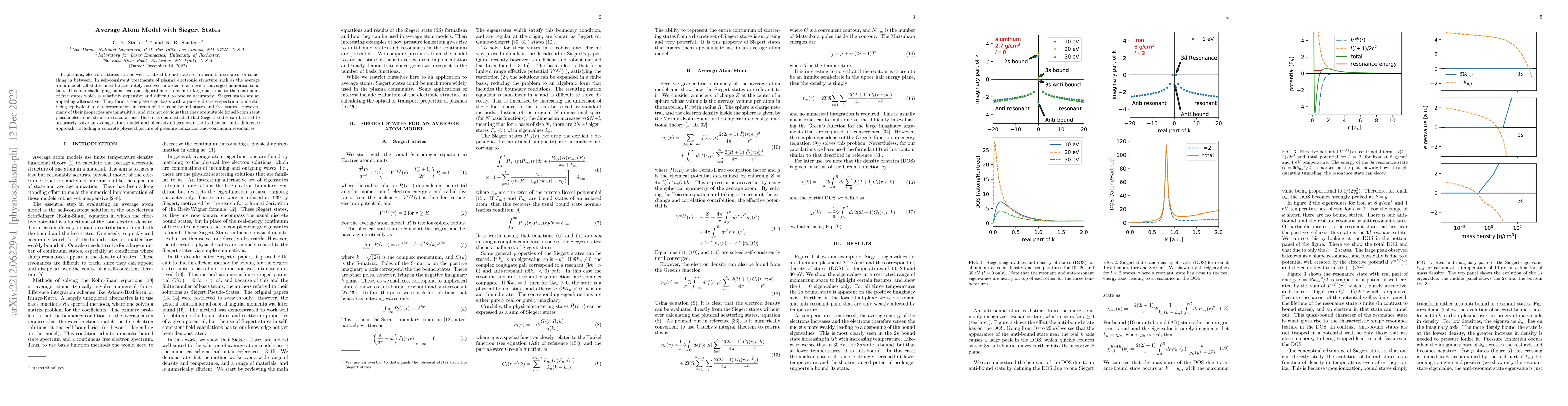 Thumbnail for Average Atom Model with Siegert States