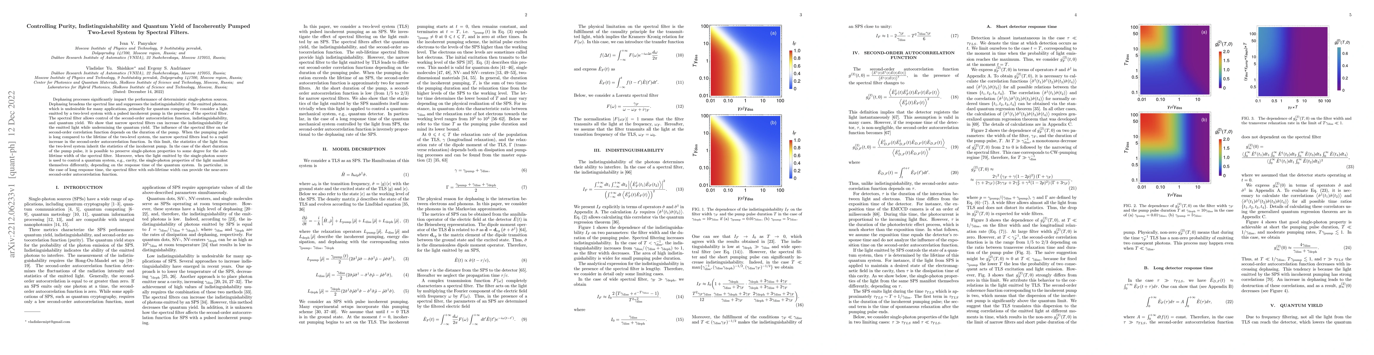 Thumbnail for Controlling Purity, Indistinguishability and Quantum Yield of
  Incoherently Pumped Two-Level System by Spectral Filters