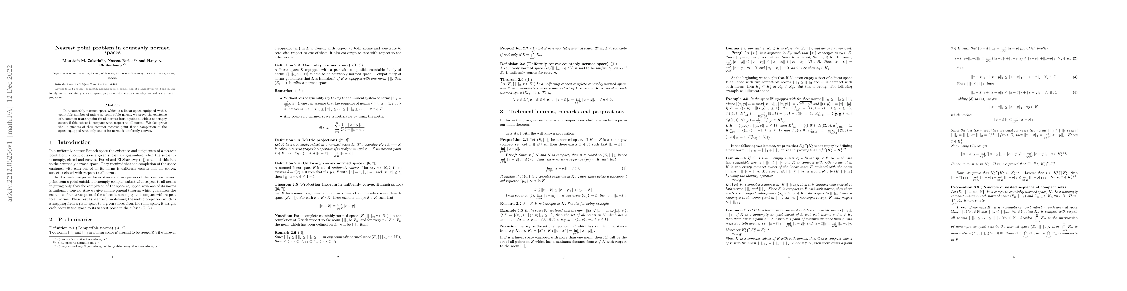 Thumbnail for Nearest point problem in countably normed spaces