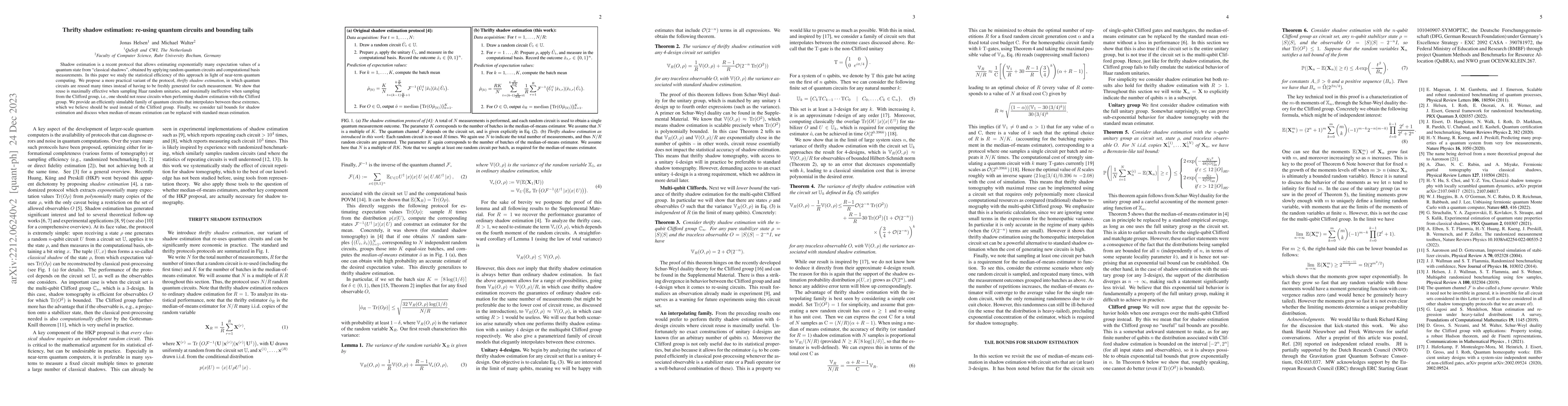 Thumbnail for Thrifty shadow estimation: re-using quantum circuits and bounding tails