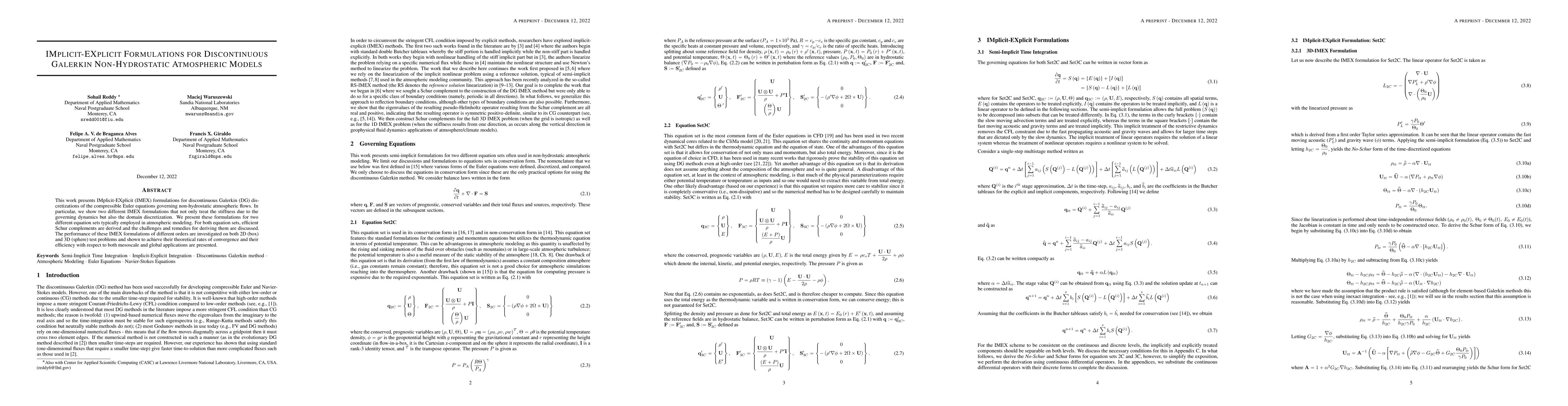 Thumbnail for IMplicit-EXplicit Formulations for Discontinuous Galerkin
  Non-Hydrostatic Atmospheric Models