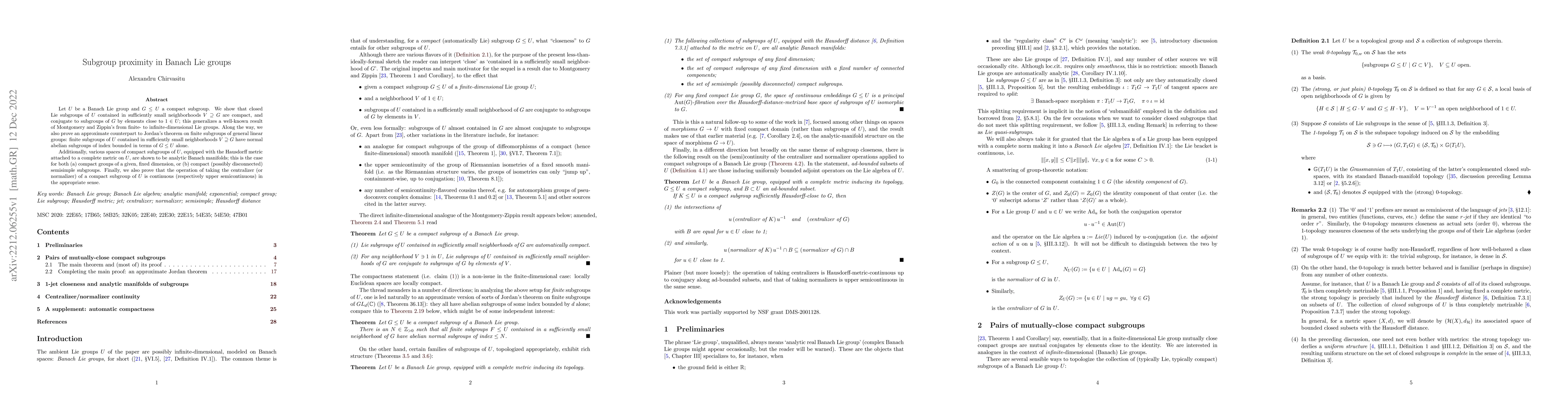 Thumbnail for Subgroup proximity in Banach Lie groups