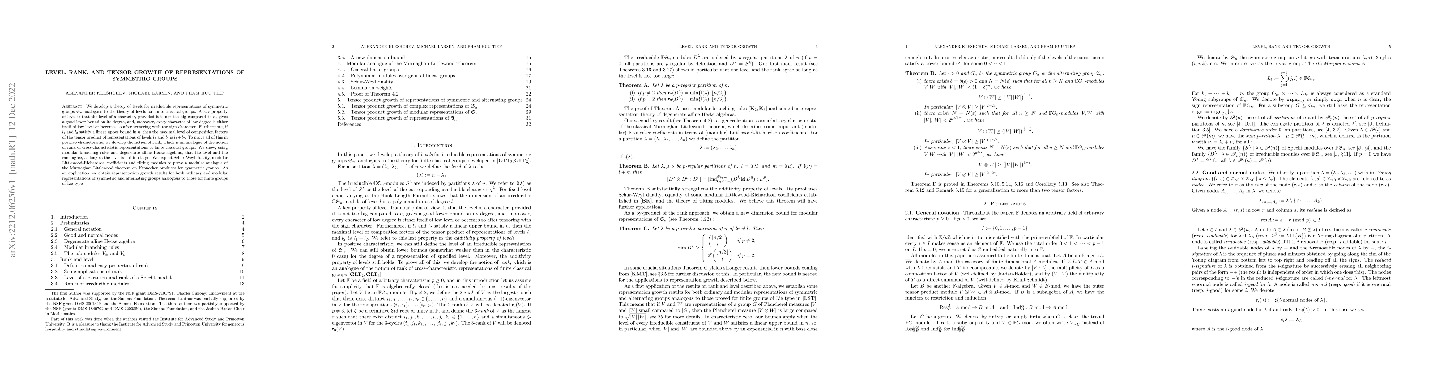 Thumbnail for Level, rank, and tensor growth of representations of symmetric groups