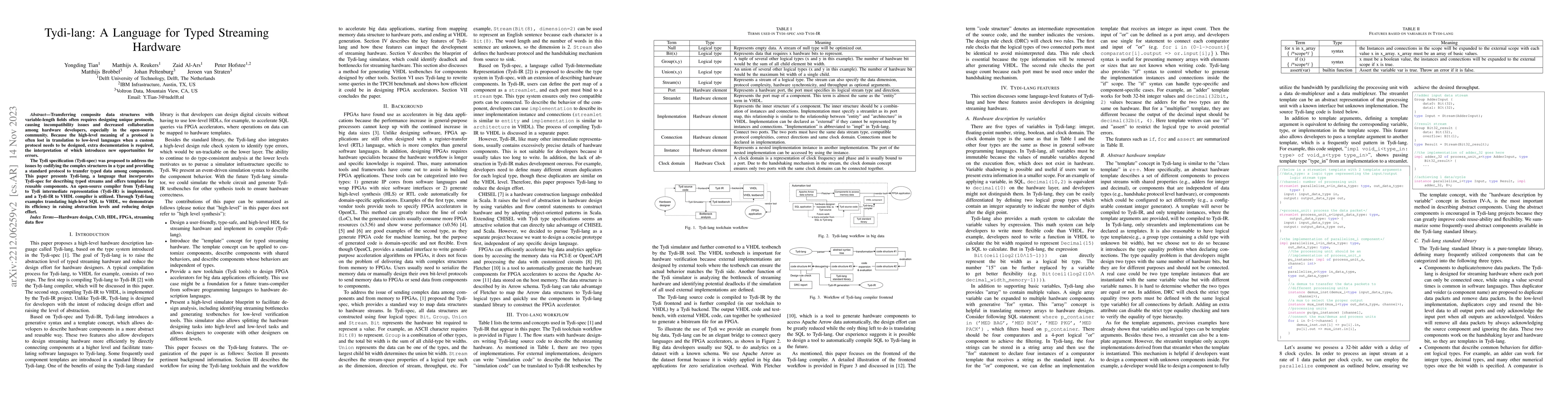 Thumbnail for Tydi-lang: A Language for Typed Streaming Hardware
