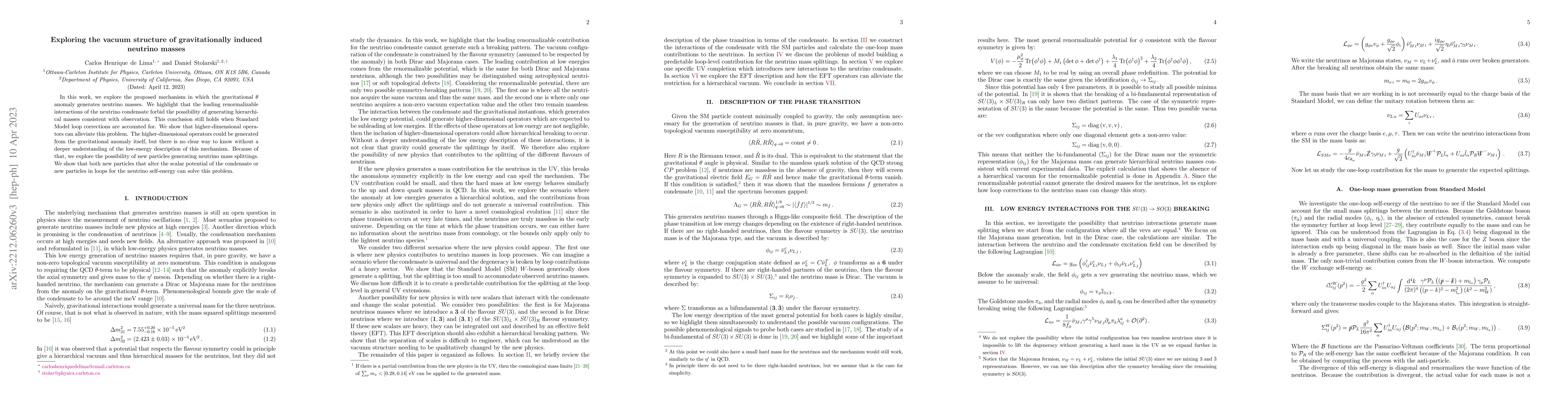 Thumbnail for Exploring the vacuum structure of gravitationally induced neutrino
  masses