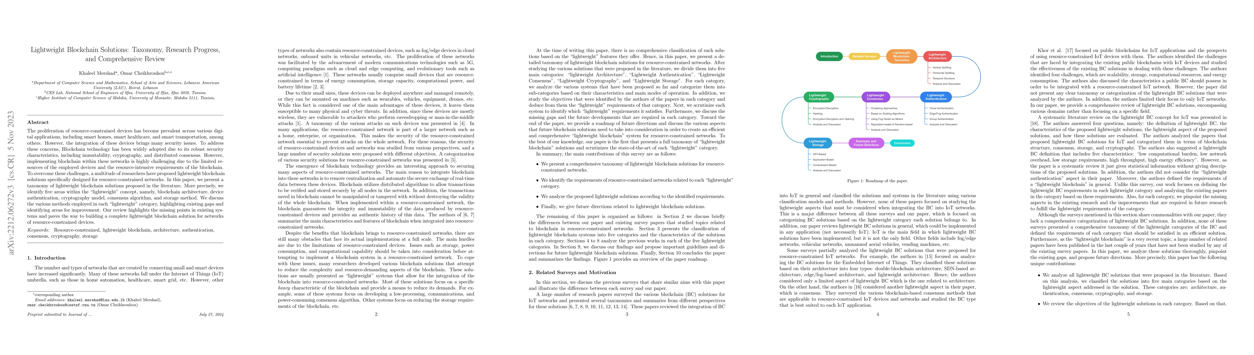 Thumbnail for Lightweight Blockchain Solutions: Taxonomy, Research Progress, and
  Comprehensive Review